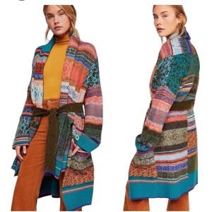 Free People Fantasia Fairisle cardi cardigan sweater open front boho M/L